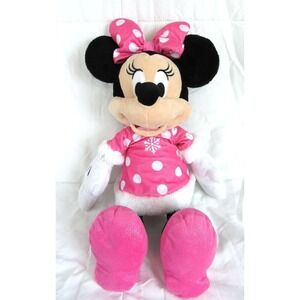 Disney Minnie Mouse Pink Winter Snowflake Faux Fur Trim 22 inch